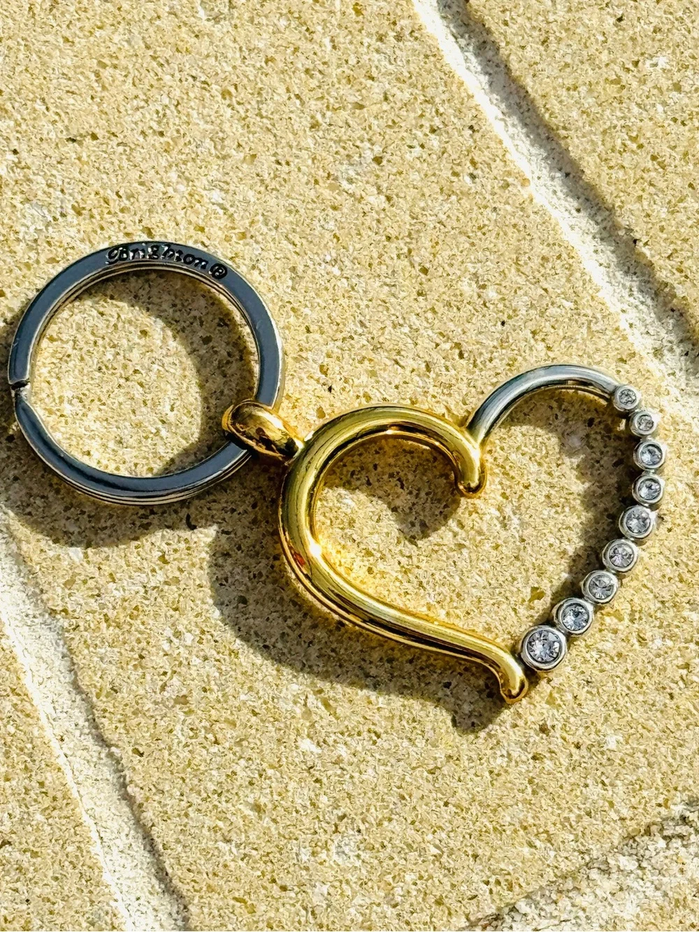 BRIGHTON Heart Keyring Key Fob - Gold & Silver Tone NWT